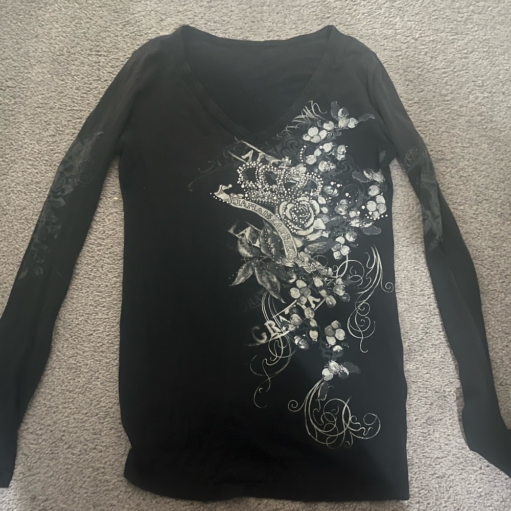 Y2k black long sleeve top